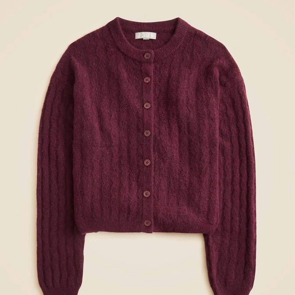 J. Crew Supersoft Pointelle Bubble-hem Cardigan